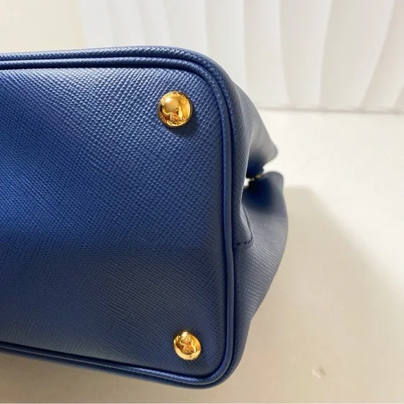PRADA Double Medium Tote Bag Blue Saffiano Leather - Picture 11 of 12